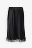 Irene black silk slip skirt