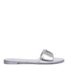 Shirley metallic silver leather slides
