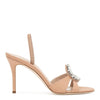 Nude satin slingback sandals