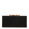 Celeste black crystal logo clutch