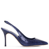 Allura navy watersnake slingback pumps