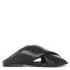 Crossed leather mule flats