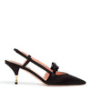 Slingback black satin pumps