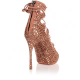 Dark nude suede lace-up sandal