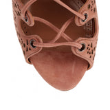 Dark nude suede lace-up sandal