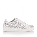 White leather laser-cut sneaker