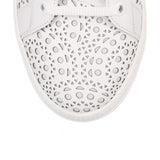 White leather laser-cut sneaker