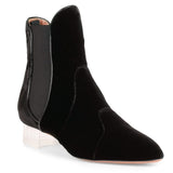 Black velvet plexi ankle boot