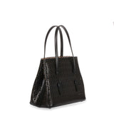 Black Leather Laser-cut Small Tote