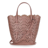 Tan leather laser-cut bag