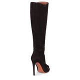 Black suede bombe knee boot