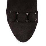 Black suede bombe knee boot