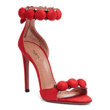 Red suede bomb sandals