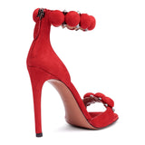 Red suede bomb sandals