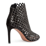 90 black suede cut out stud booties