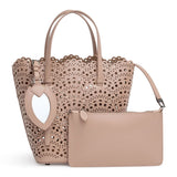 Light beige laser cut tote bag
