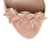 Dark nude suede flower sandals