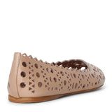 Beige laser cut leather ballet flat