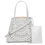 Mina 25 Flower light grey tote bag