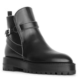Studded leather flat ankle boots