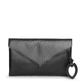 Oum black leather envelope clutch