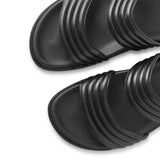 Black leather flat sandals