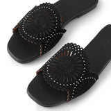 Molukai flat black suede mules