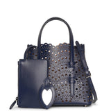 Mina 20 dark blue leather tote bag