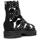Studded suede chunky sandals