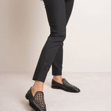 Eyelet leather moccassin flats