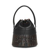 Bucket corset black leather bag