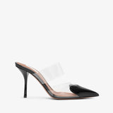 Coeur 90 black patent mule pumps