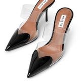 Coeur 90 black patent mule pumps