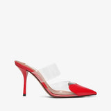 Coeur 90 red patent mule pumps