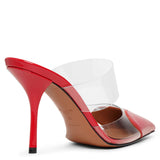 Coeur 90 red patent mule pumps