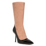 Short Boot 90 black and beige short boots