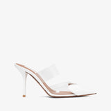 Coeur 90 white patent mule pumps