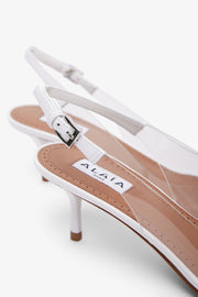 Le Coeur patent white slingbacks