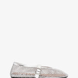 Silver mesh ballet flats