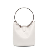Ring medium ivory leather bucket bag