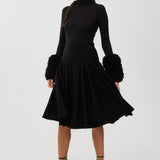 Pleated knit midi skirt