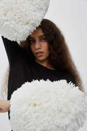 Natural white faux fur bubble gloves