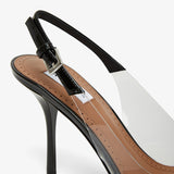 Coeur 90 black patent slingbacks
