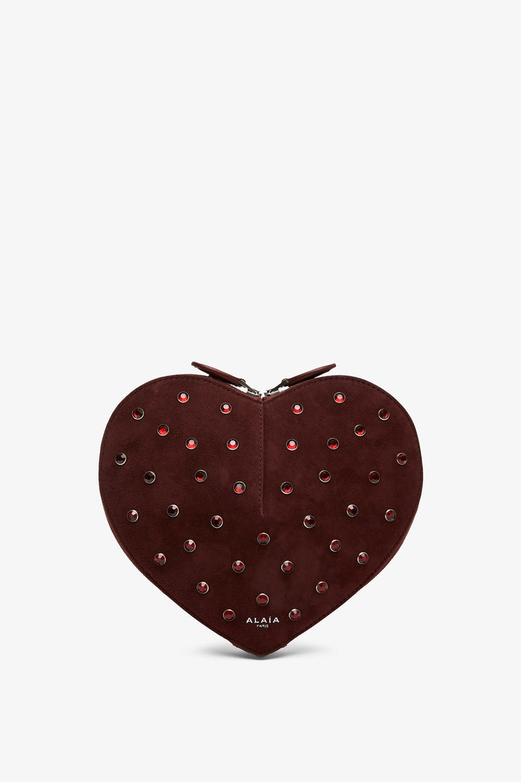 Le Coeur dark red embellished crossbody bag