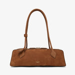 Brown handbag with a visible brand logo on a white background