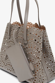 Mina 25 taupe leather tote bag