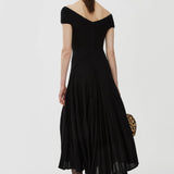 V neck black maxi dress