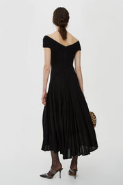 V neck black maxi dress