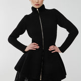Flared ribbed knit cardigan