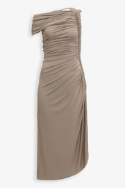 Draped one-shoulder jersey dress